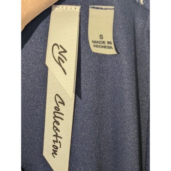 NY Collection Women’s Dress SZ S Navy Lace Overlay Lined Short Sleeve Casual - Picture 4 of 6